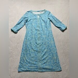 J. McLaughlin Blue and Cream Midi Dress